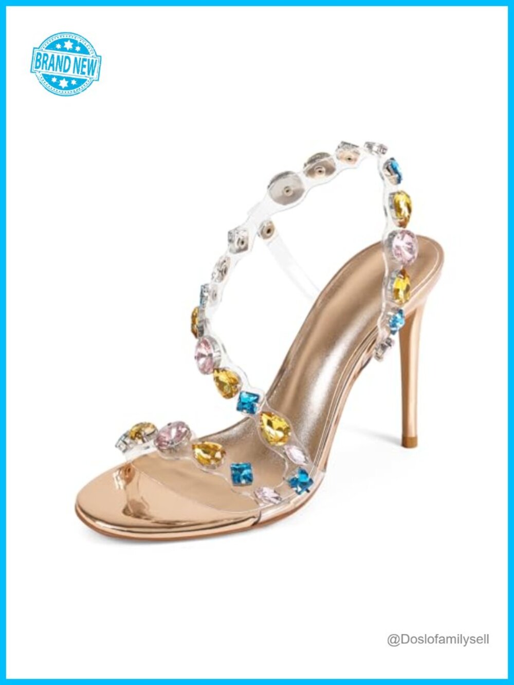 Rhinestone Wrap-Around Stiletto Heeled Sandals Faux Leather Open Toe Faux
